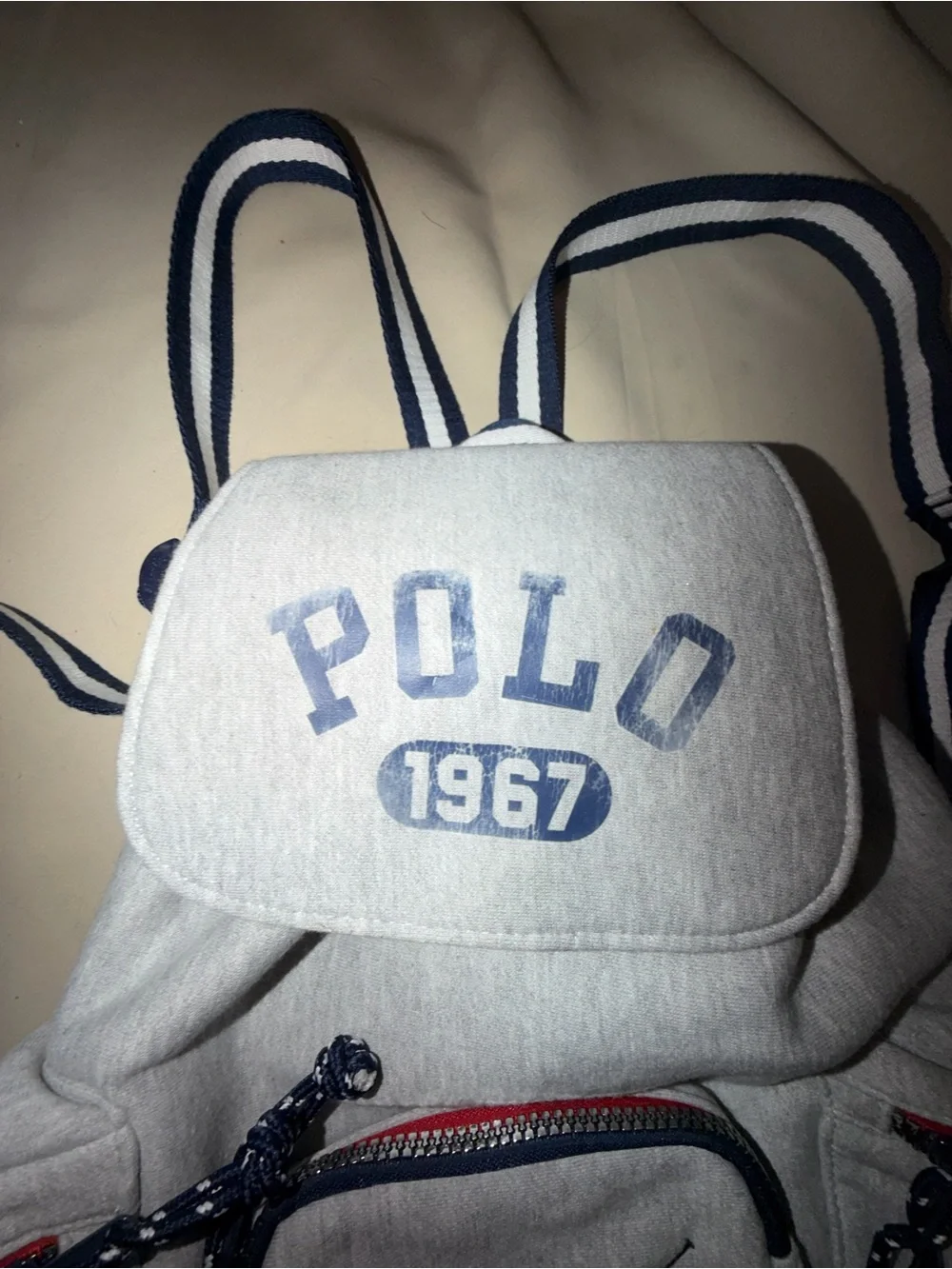 Polo by Ralph Lauren Light Gray and Navy fleece Backpack